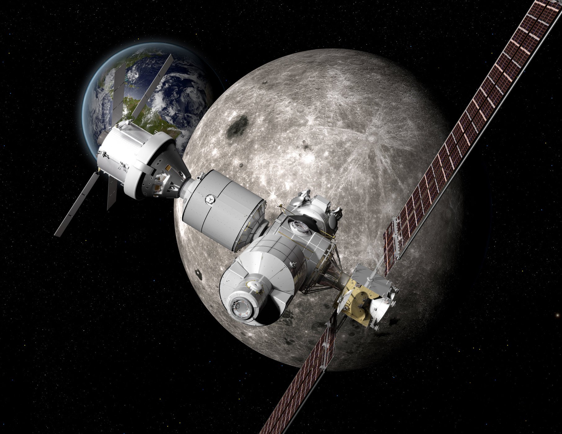 प्रस्तुत पहली ठोस विवरण के निर्माण पर एक चंद्र कक्षीय स्टेशन