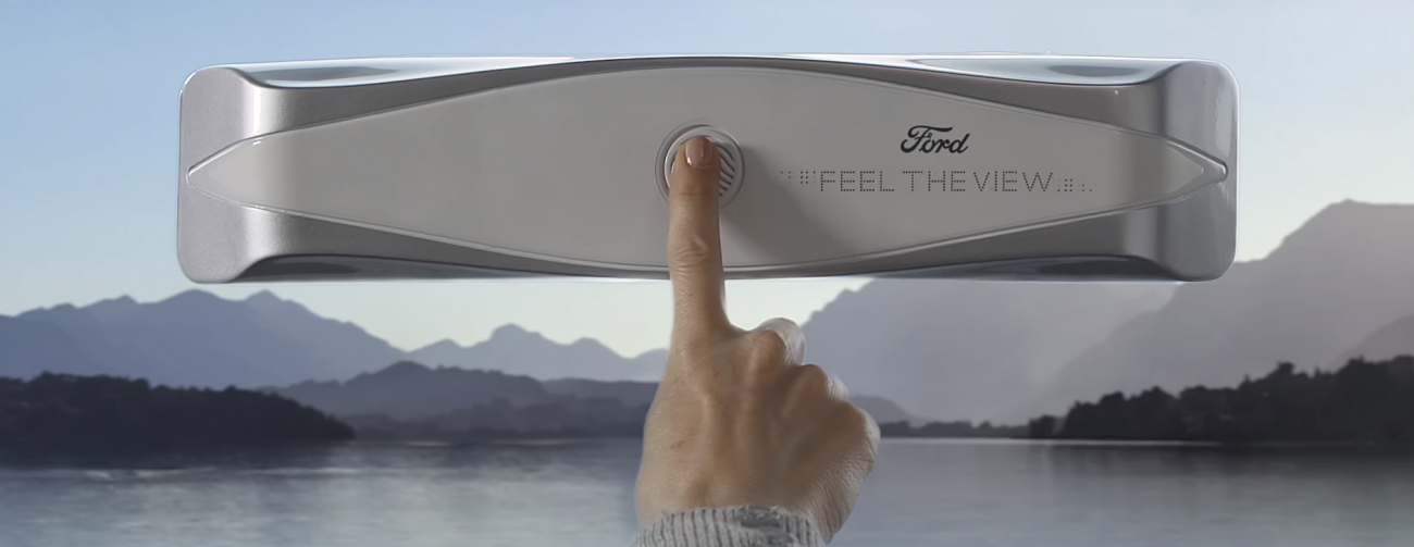 Ford introduced the glass, which will allow the blind to 