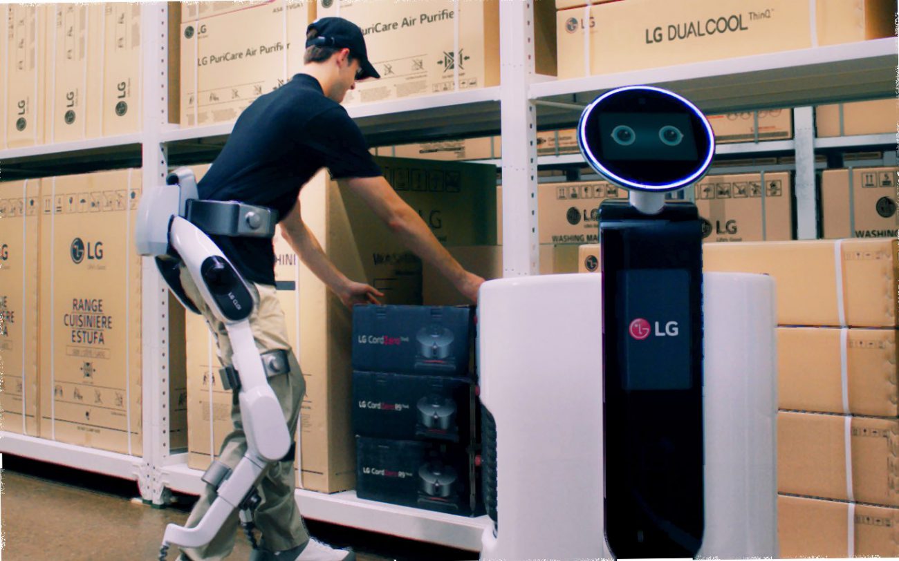 A LG apresentou um exoesqueleto para разгрузочно-as obras