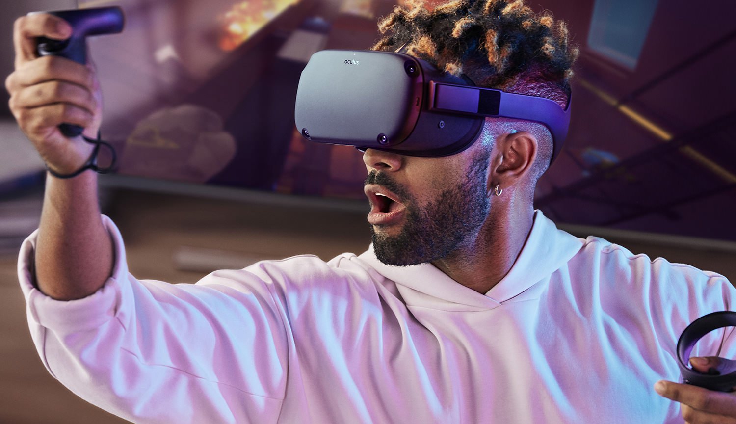 Présenté VR-casque Oculus Quest: sans fil et avec six degrés de liberté