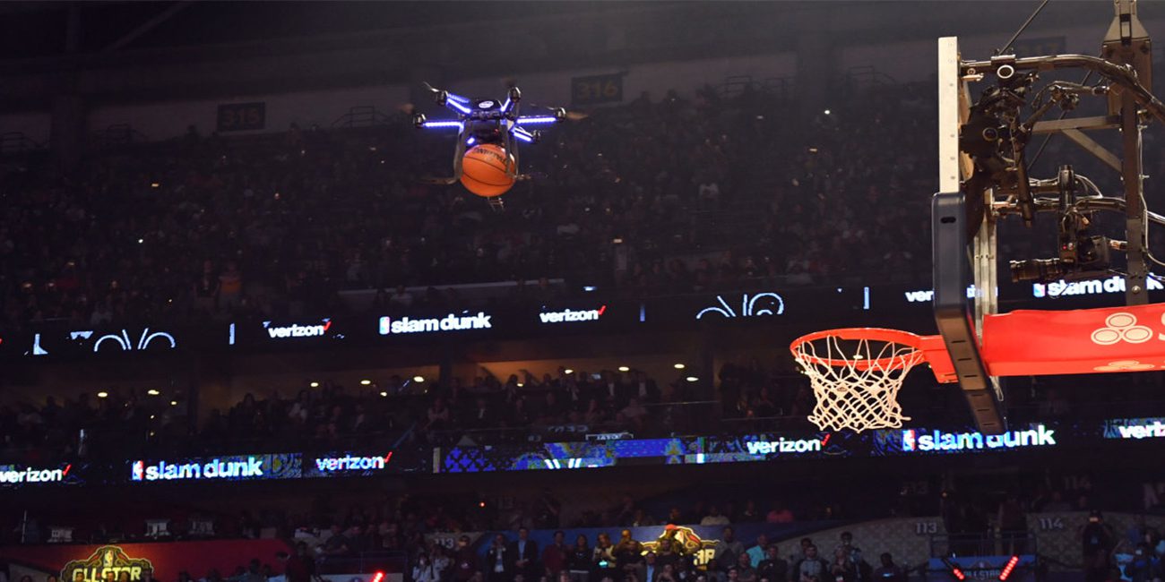 Drone Intel gave the ball to basketball player