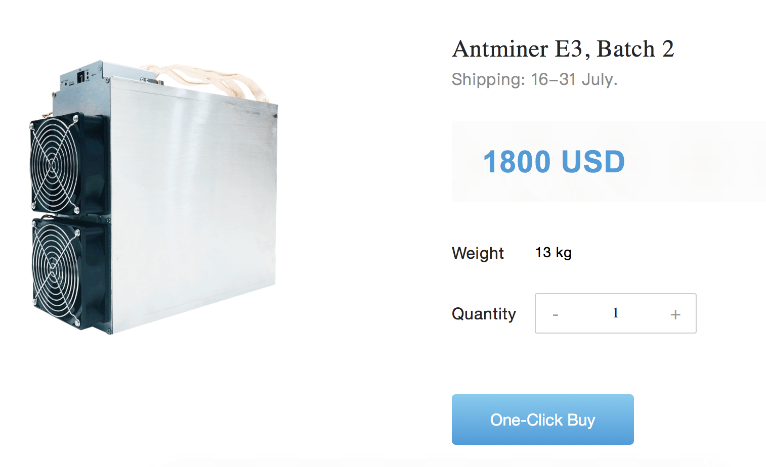 Bitmain aumenta il prezzo di ASIC per Ethereum — Antminer E3