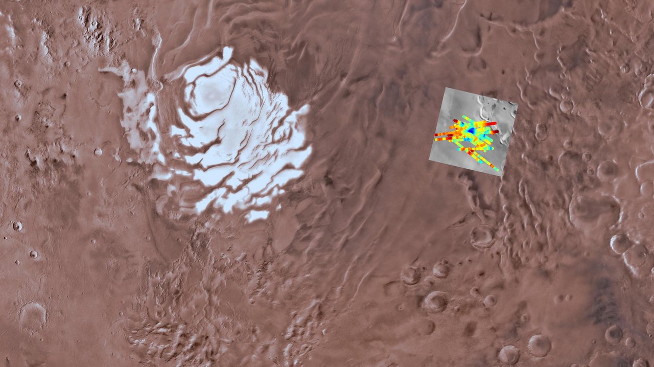 تحت القطب الجنوبي من المريخ وجدت بحيرة من الماء السائل