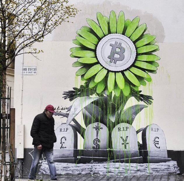 Bitcoin graffiti: som cryptocurrency revolutionen har nått gatorna
