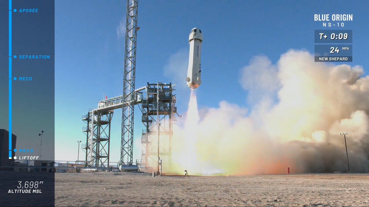 #vídeo | la Primera en este año exitoso lanzamiento de un cohete de New Shepard de la empresa Blue Origin