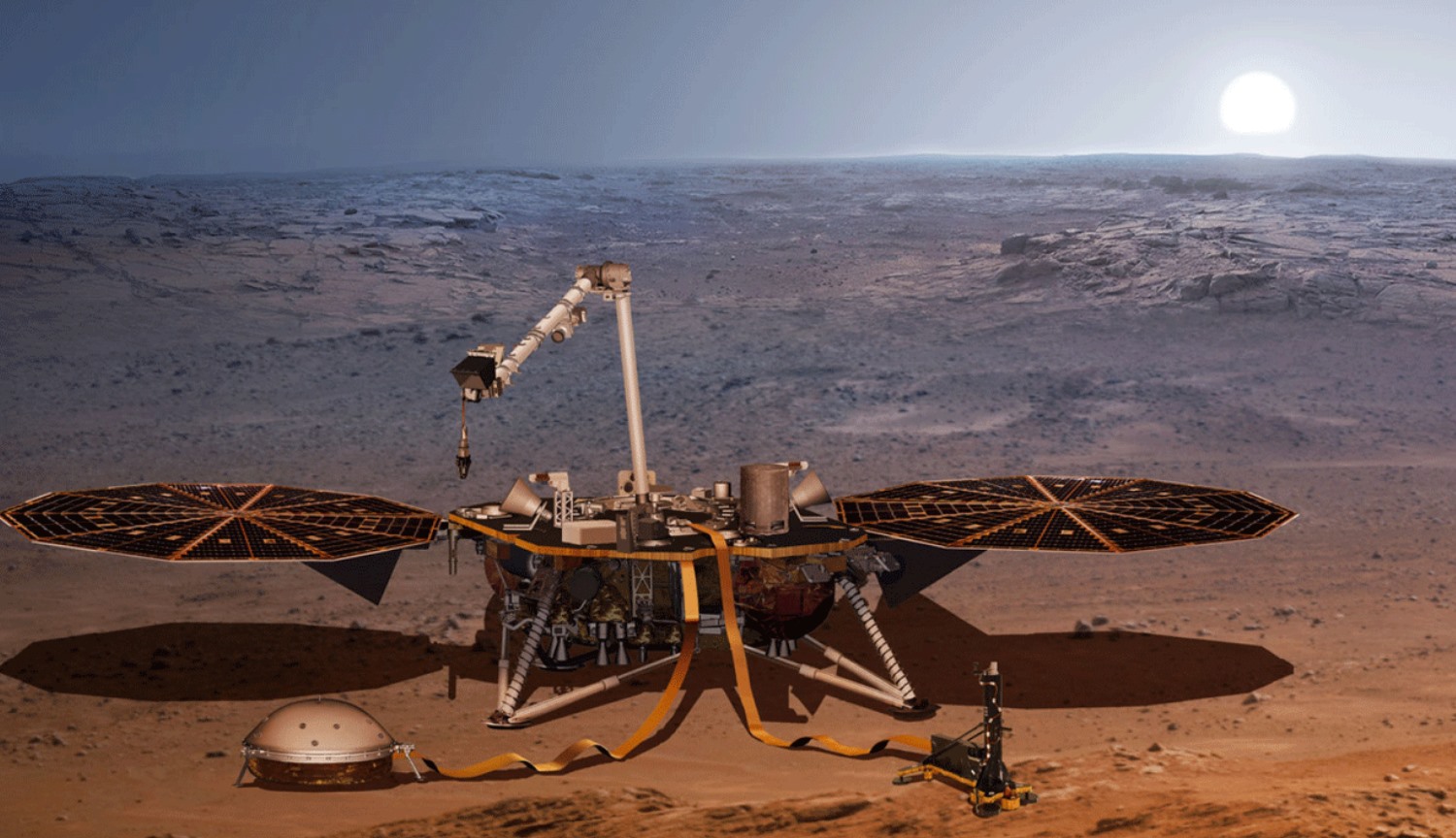 Сейсмометр марсианского зонд InSight алды қорғауды жел мен аптап ыстық